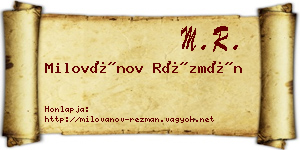 Milovánov Rézmán névjegykártya